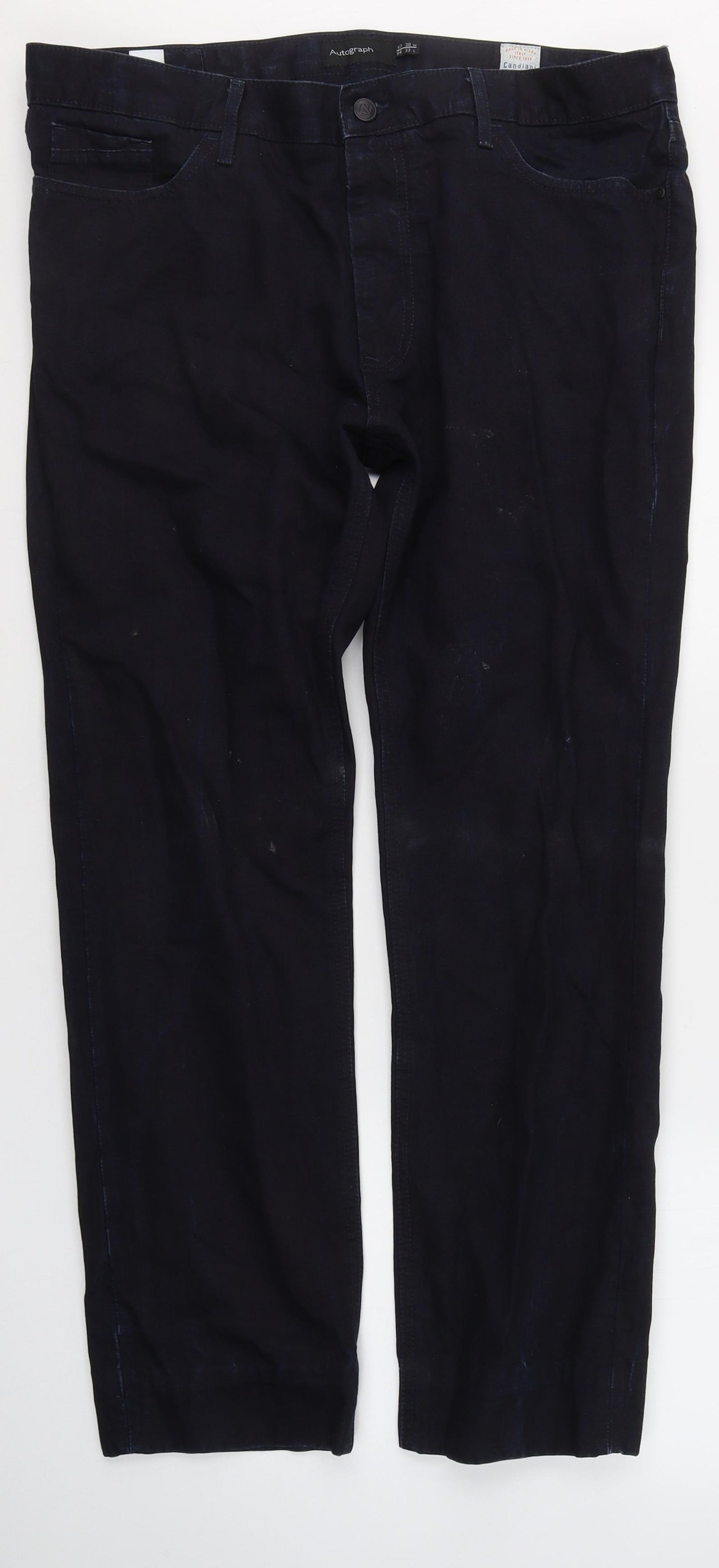 Autograph Mens Blue  Cotton Cropped Jeans Size 38 in L30 in Regular Button