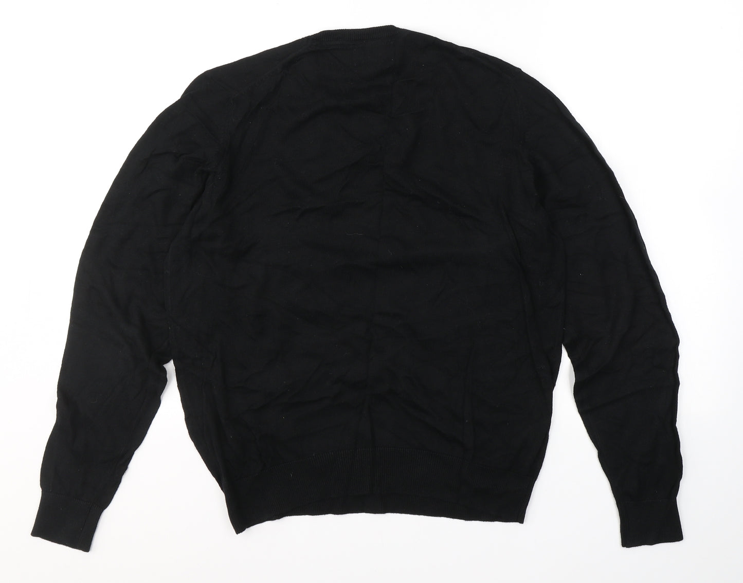 Marks and Spencer Mens Black V-Neck  Cotton Pullover Jumper Size M