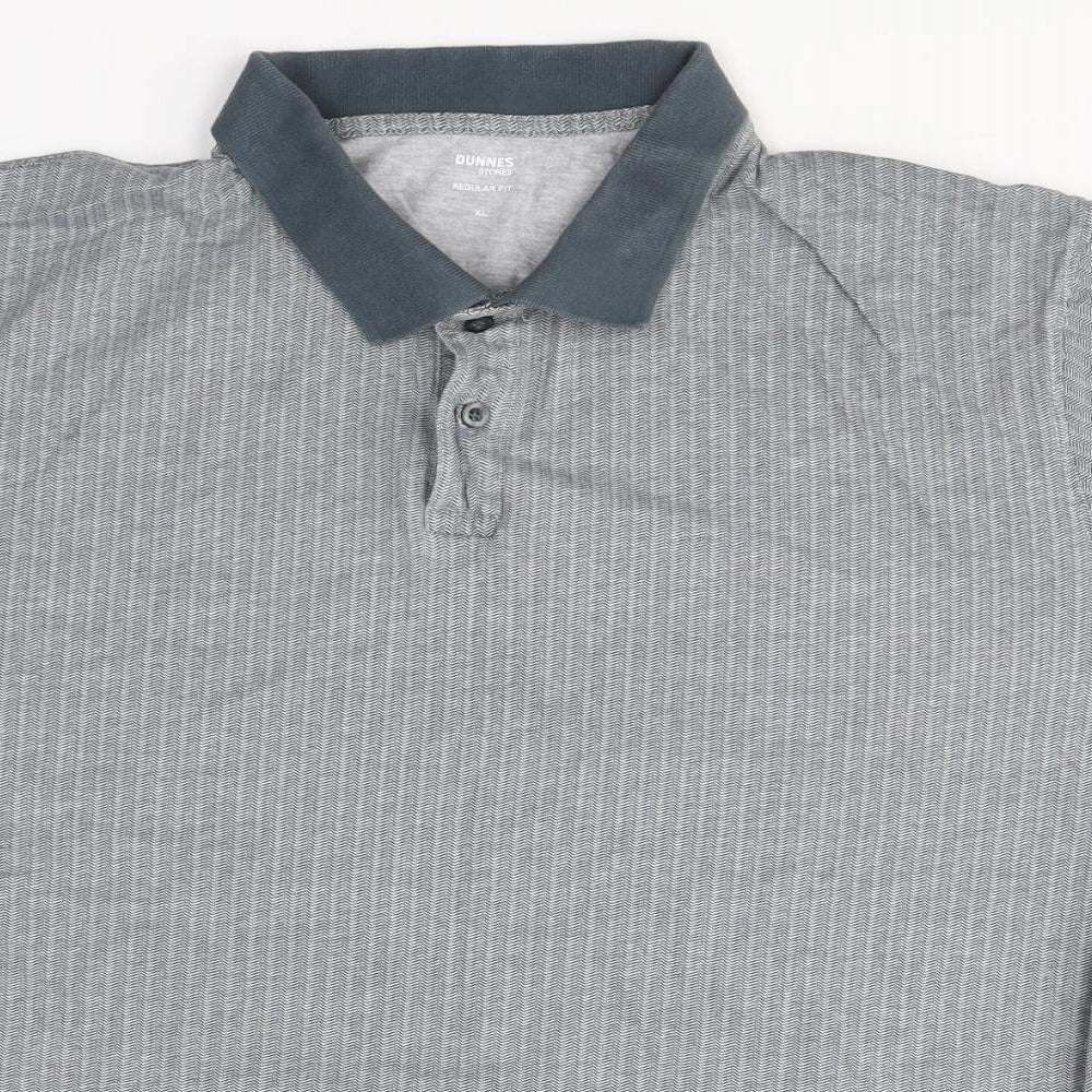 Dunnes Stores Mens Grey  Cotton  Polo Size XL Collared Button