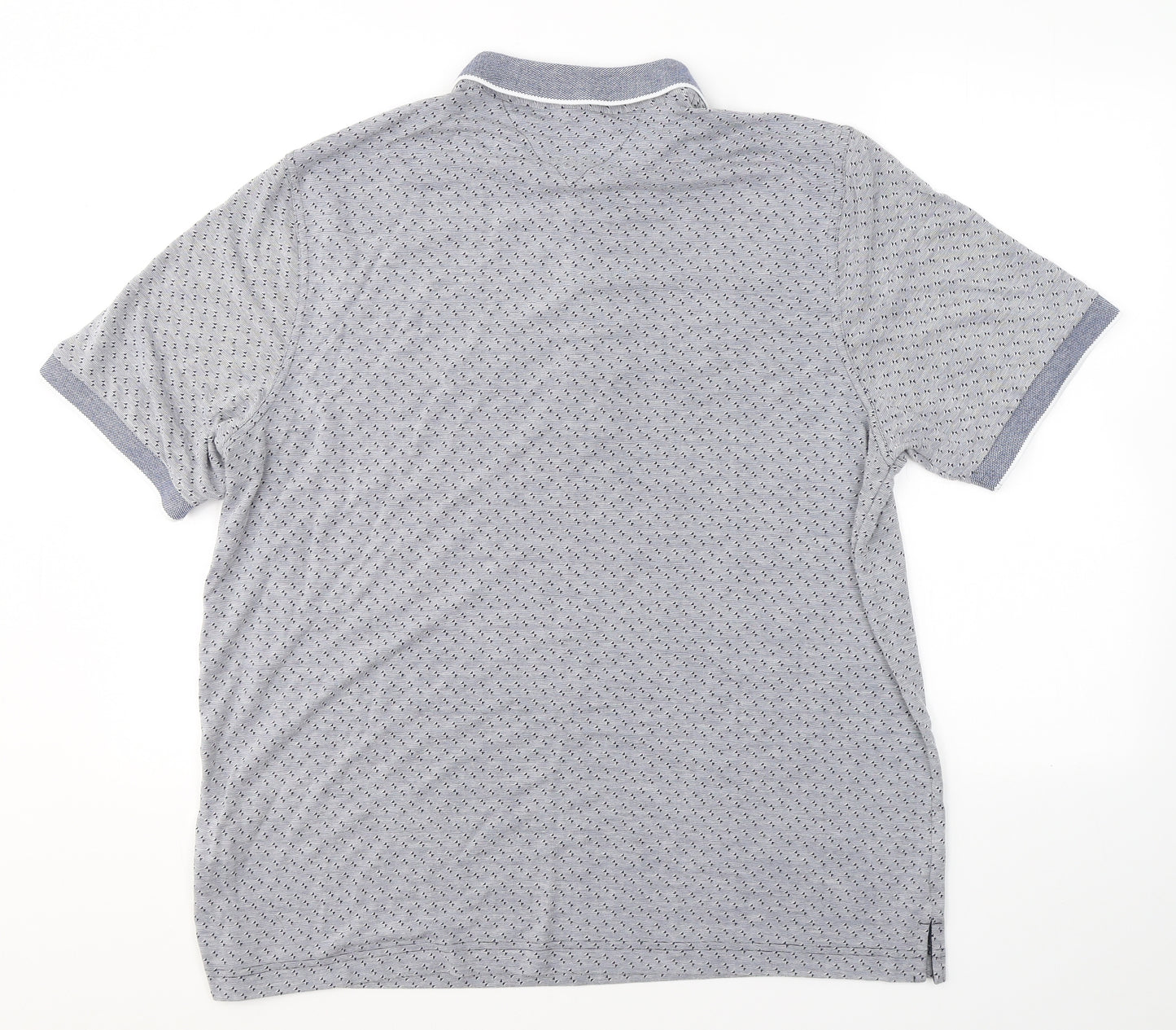 Lincoln Mens Grey Geometric Viscose  Polo Size XL Collared Button