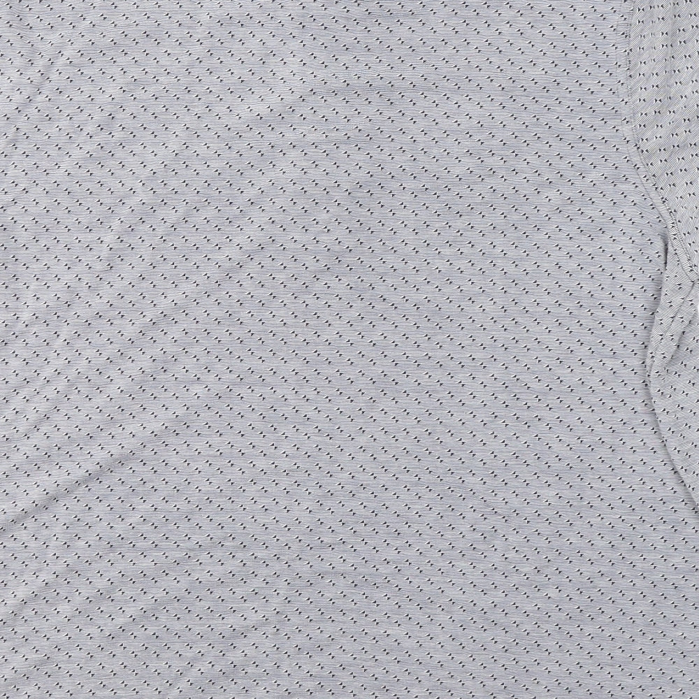 Lincoln Mens Grey Geometric Viscose  Polo Size XL Collared Button