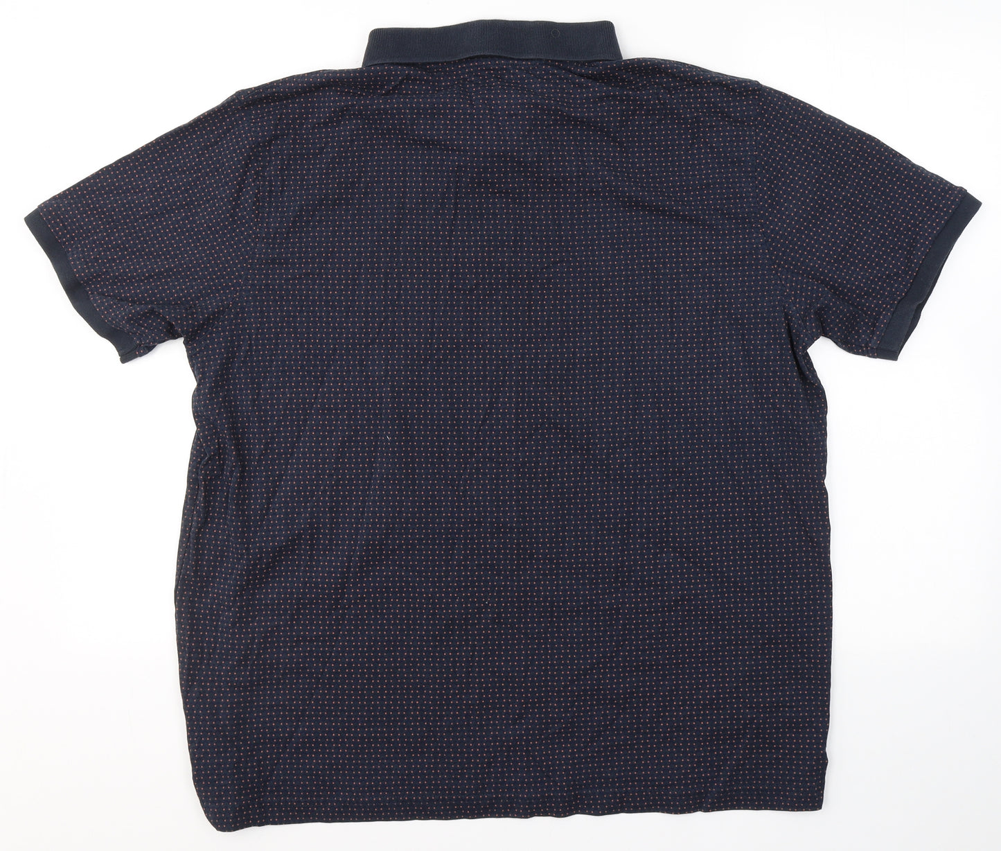 Dunnes Stores Mens Blue Geometric Cotton  Polo Size XL Collared Button