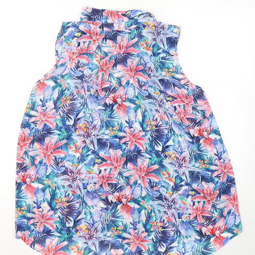 H&M Womens Blue Floral Polyester Camisole Blouse Size 10 V-Neck
