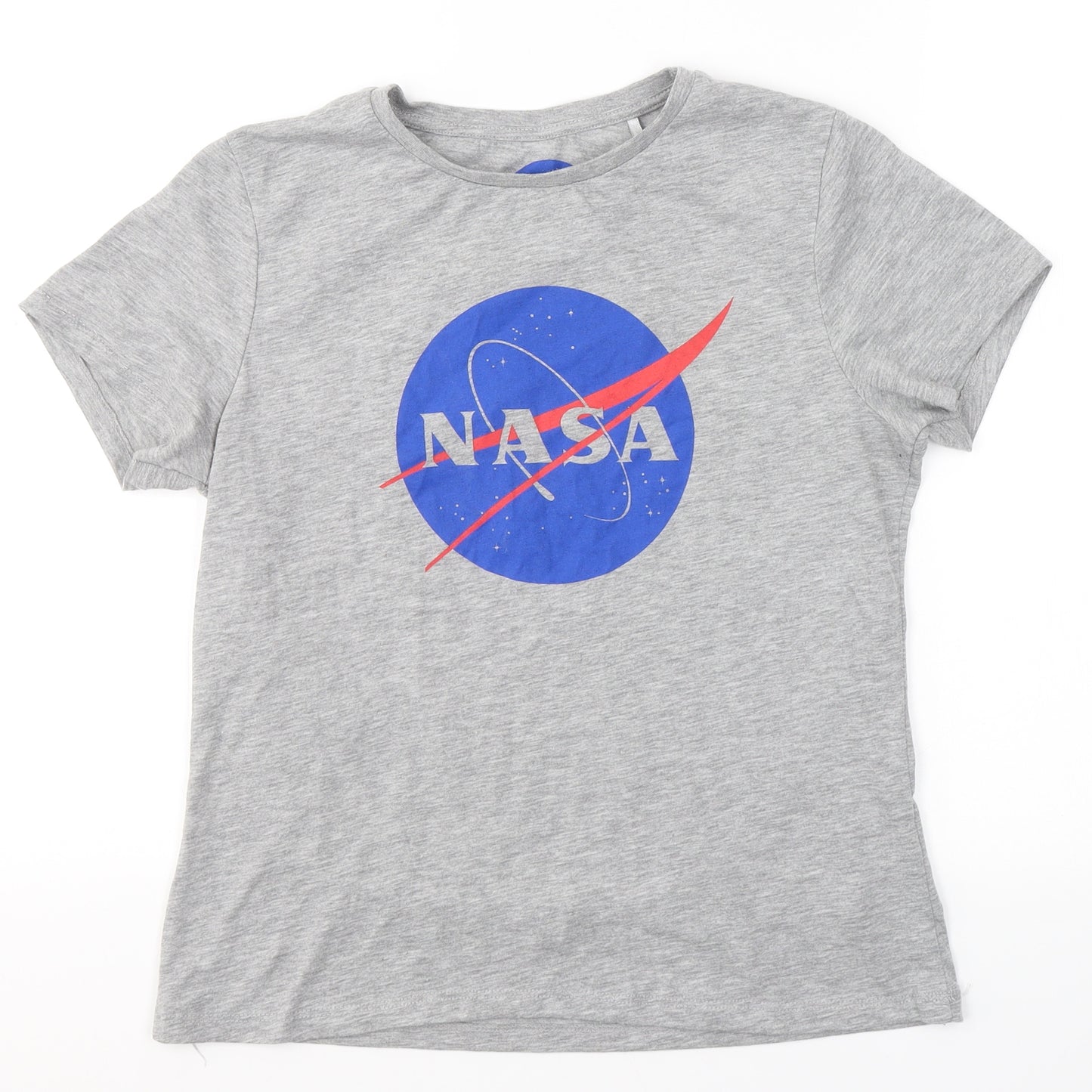 Nasa Womens Grey  Polyester Basic T-Shirt Size S Round Neck
