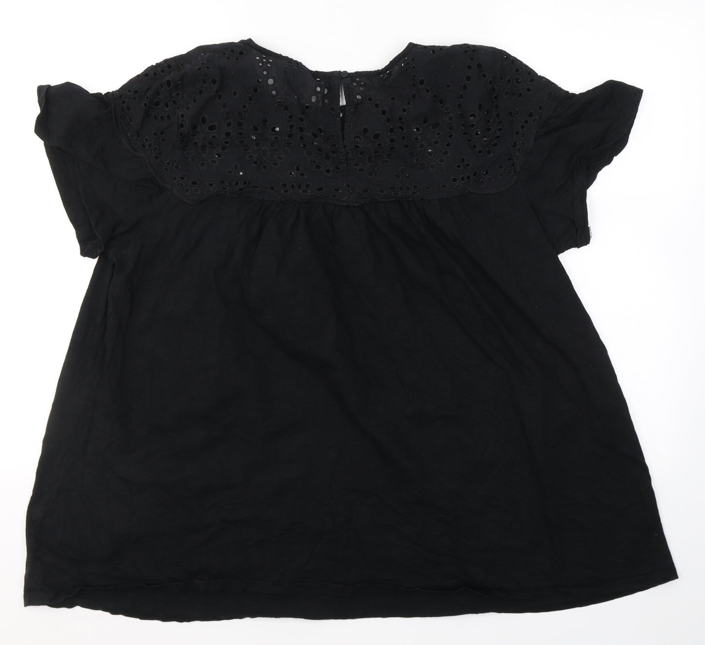 George Womens Black  Cotton Basic Blouse Size 24 Round Neck