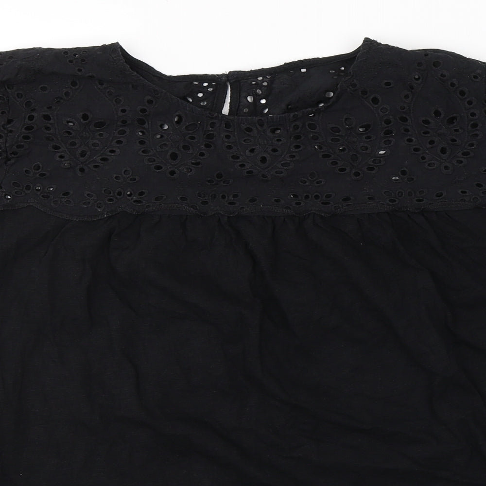 George Womens Black  Cotton Basic Blouse Size 24 Round Neck