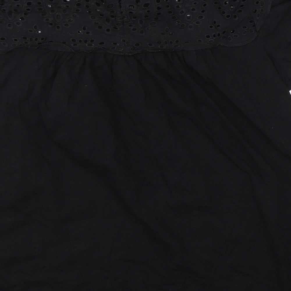 George Womens Black  Cotton Basic Blouse Size 24 Round Neck
