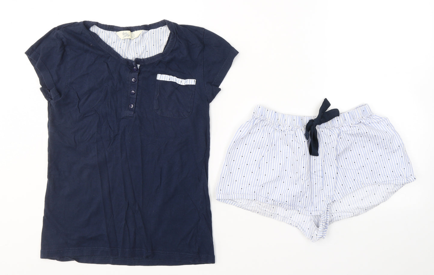 Primark Womens Blue Striped Cotton Capri Lounge Set Size XS  Tie