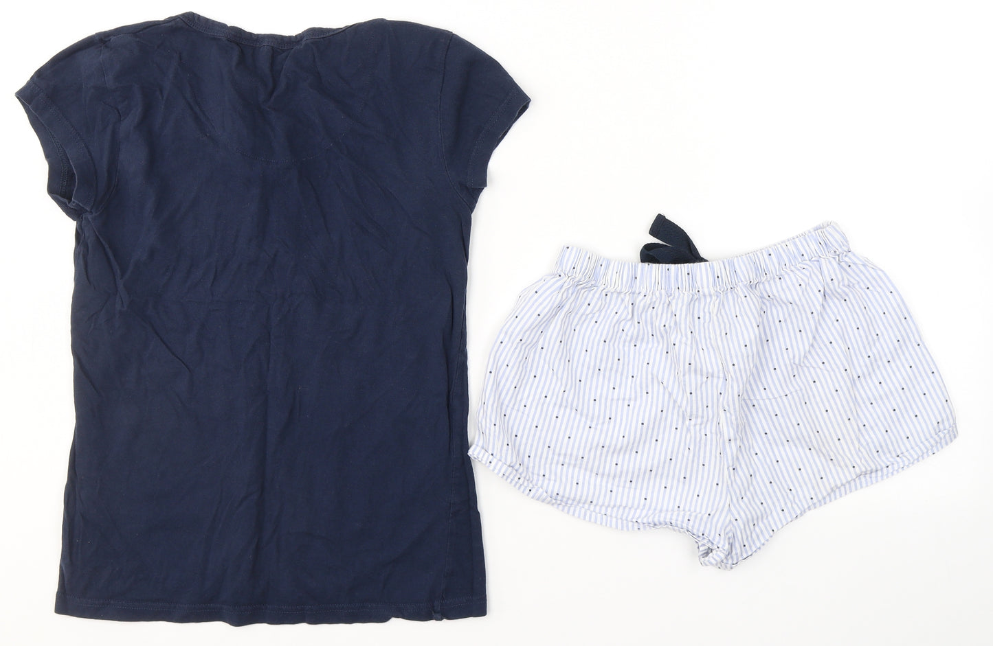 Primark Womens Blue Striped Cotton Capri Lounge Set Size XS  Tie