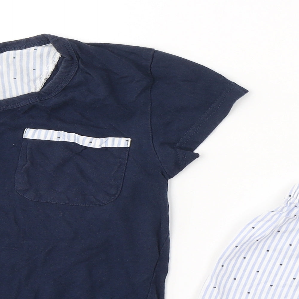 Primark Womens Blue Striped Cotton Capri Lounge Set Size XS  Tie