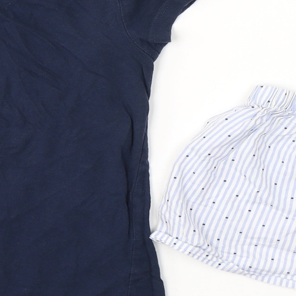 Primark Womens Blue Striped Cotton Capri Lounge Set Size XS  Tie
