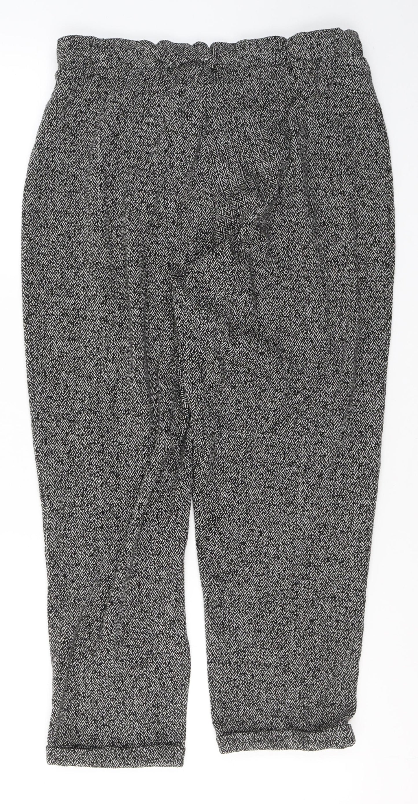 George Womens Black Plaid Polyester Cropped Trousers Size 12 L22 in Regular