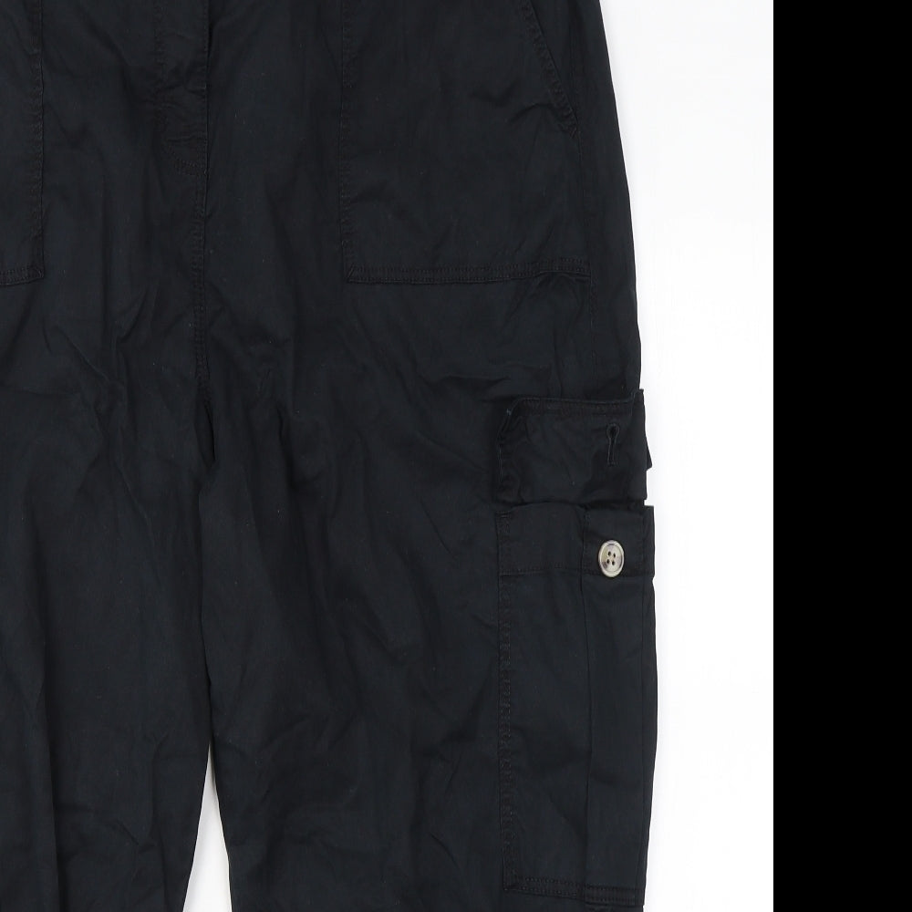 Marks and Spencer Womens Black  Lyocell Cargo Trousers Size 20 L23 in Regular Button
