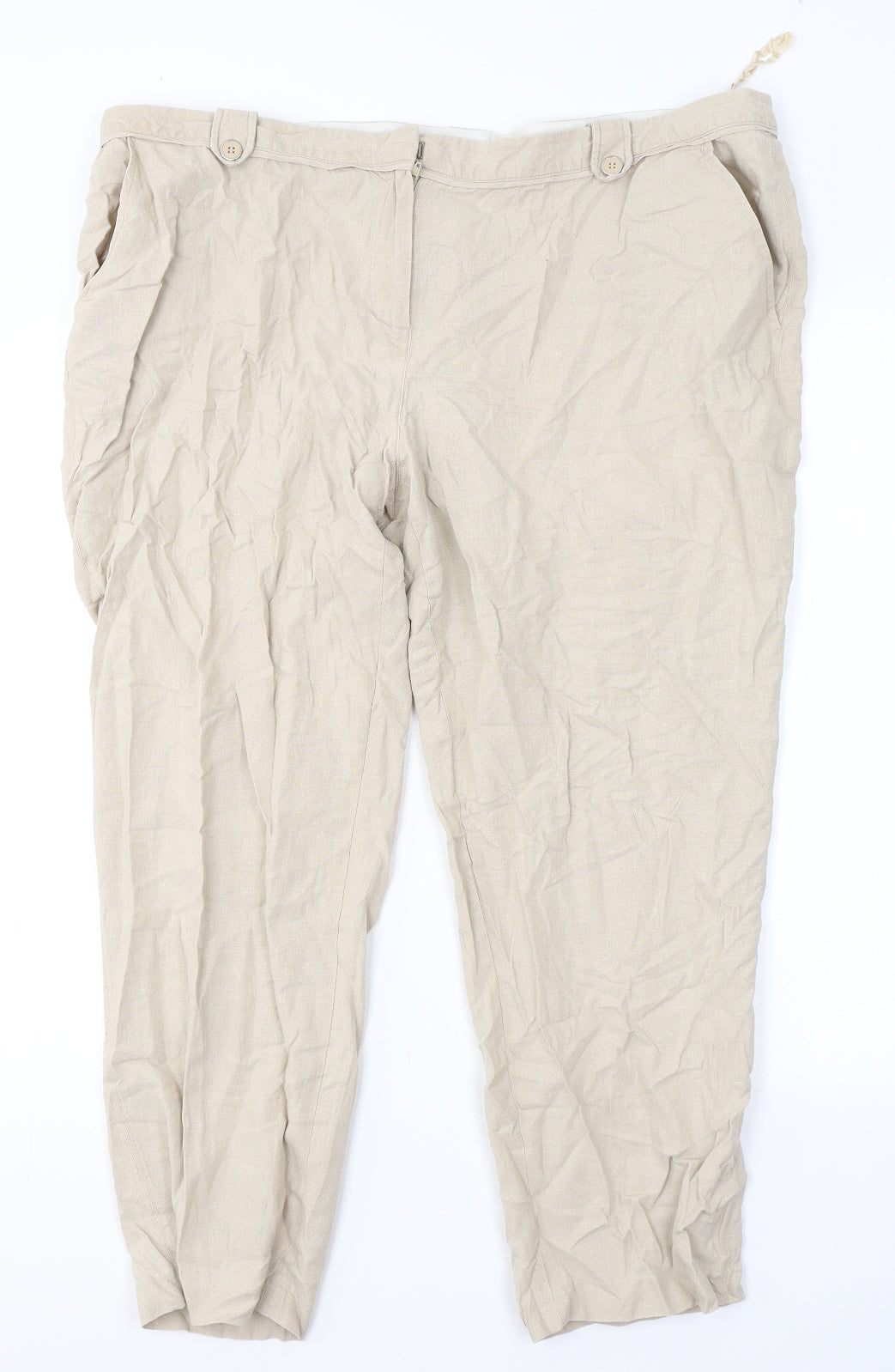 George Womens Beige  Linen Trousers  Size 18 L24 in Regular Button