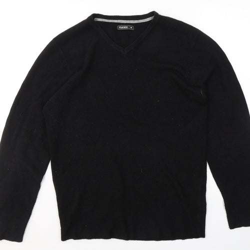 Peacocks Mens Black V-Neck  Acrylic Pullover Jumper Size M