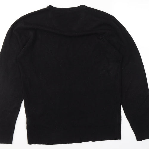 Peacocks Mens Black V-Neck  Acrylic Pullover Jumper Size M