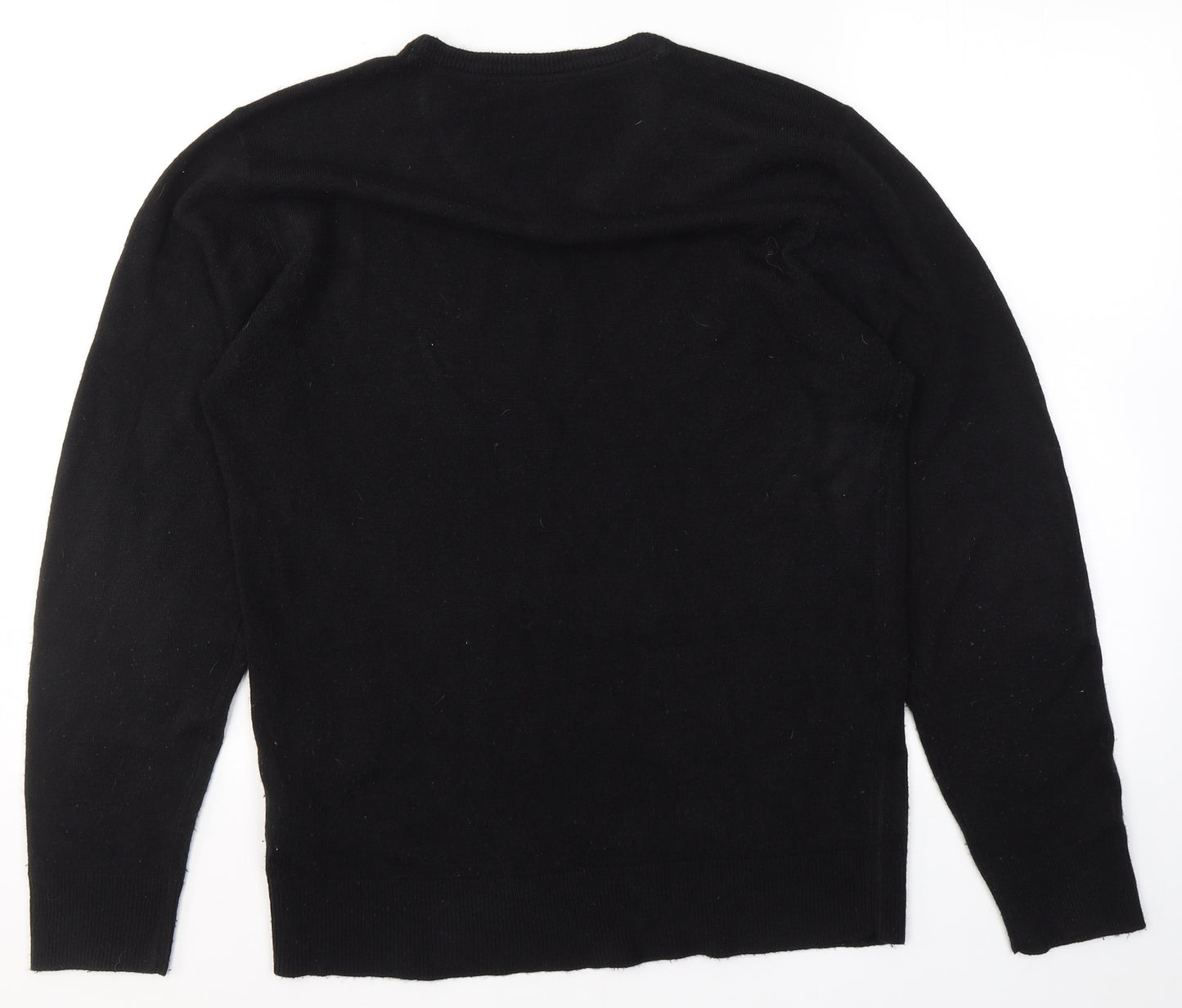 Peacocks Mens Black V-Neck  Acrylic Pullover Jumper Size M