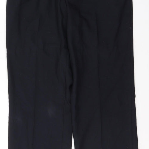 REMUS Mens Black Striped Polyester Trousers  Size 38 in L31 in Regular Button