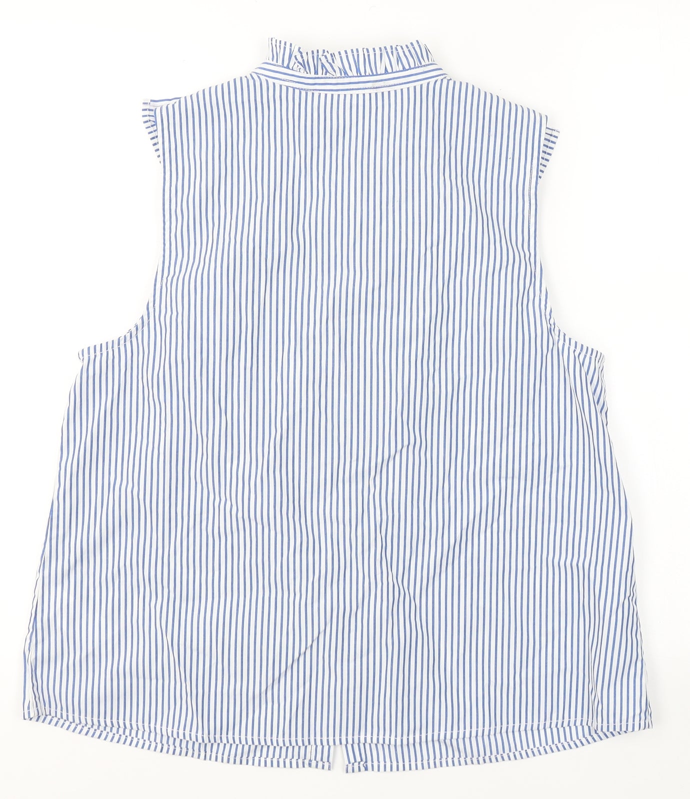 Primark Womens Blue Striped Cotton Camisole Button-Up Size 14 Collared
