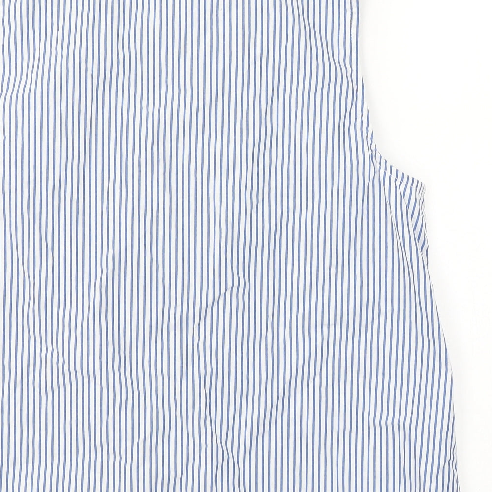 Primark Womens Blue Striped Cotton Camisole Button-Up Size 14 Collared