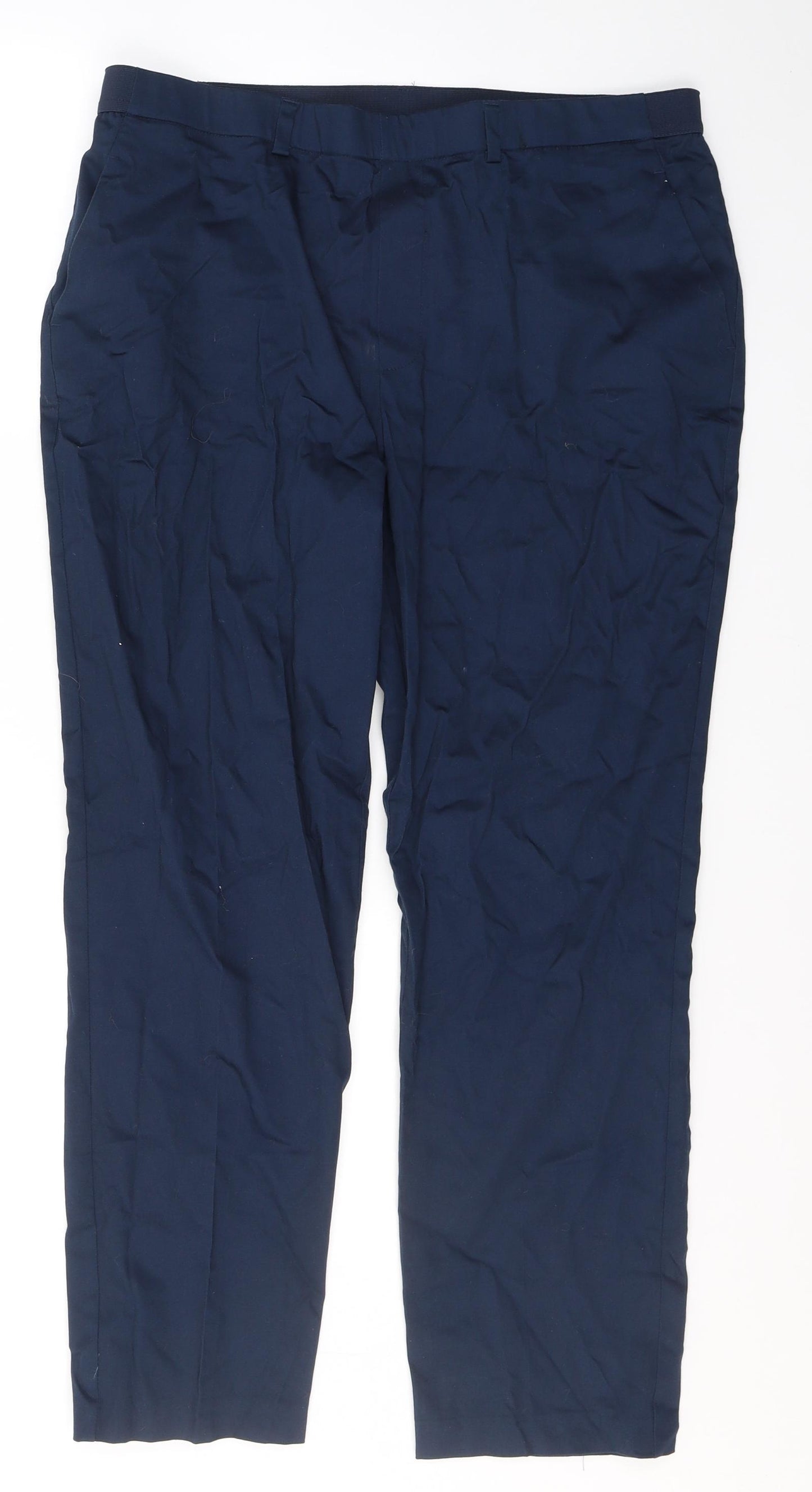 Dunnes Stores Womens Blue  Cotton Trousers  Size 16 L28 in Regular