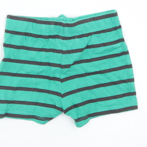 F&F Boys Green Striped Cotton Cropped Trousers Size 9-12 Months