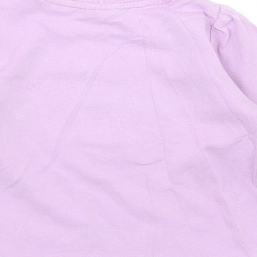 NEXT Girls Purple  Cotton Basic T-Shirt Size 9-12 Months Crew Neck Snap - Cat