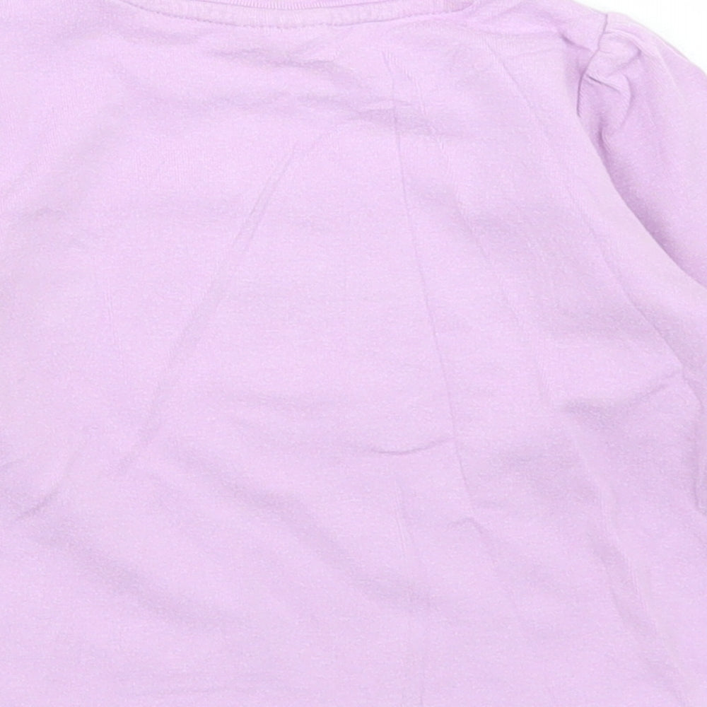 NEXT Girls Purple  Cotton Basic T-Shirt Size 9-12 Months Crew Neck Snap - Cat