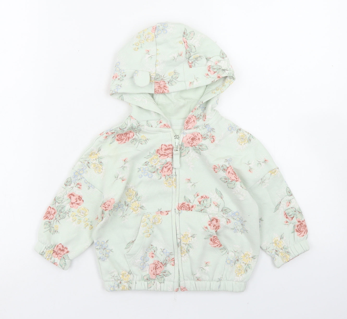NEXT Girls Green Floral  Jacket  Size 9-12 Months   Zip