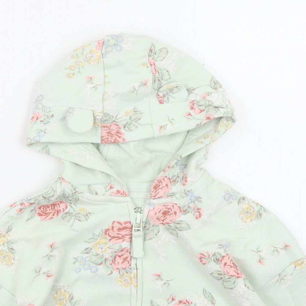NEXT Girls Green Floral  Jacket  Size 9-12 Months   Zip