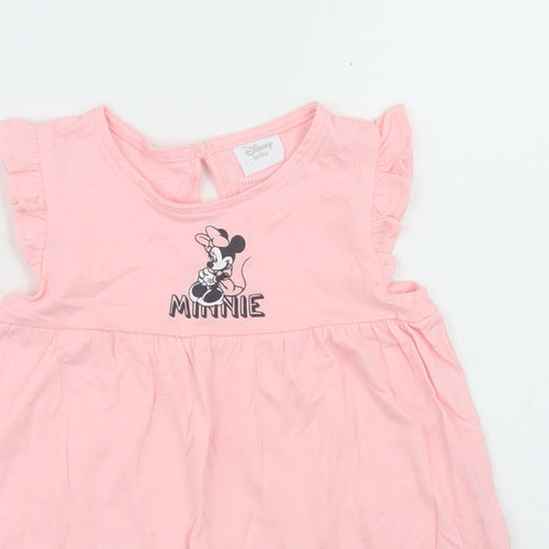 Disney Baby Girls Pink  Cotton Fit & Flare  Size 12-18 Months  Crew Neck  - Minnie Mouse