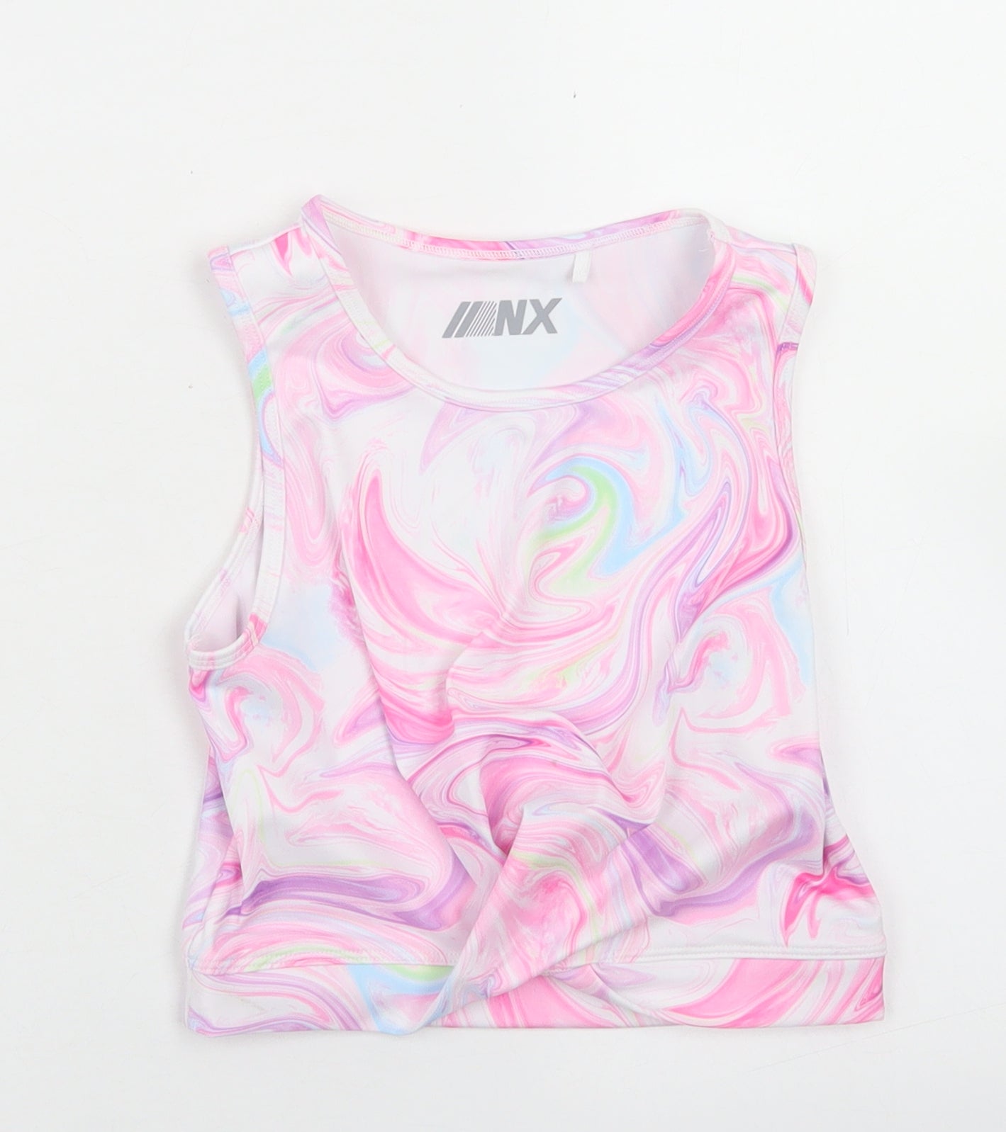 NEXT Girls Pink  Polyester Cropped Tank Size 9-10 Years Round Neck  - Activewear, knot front