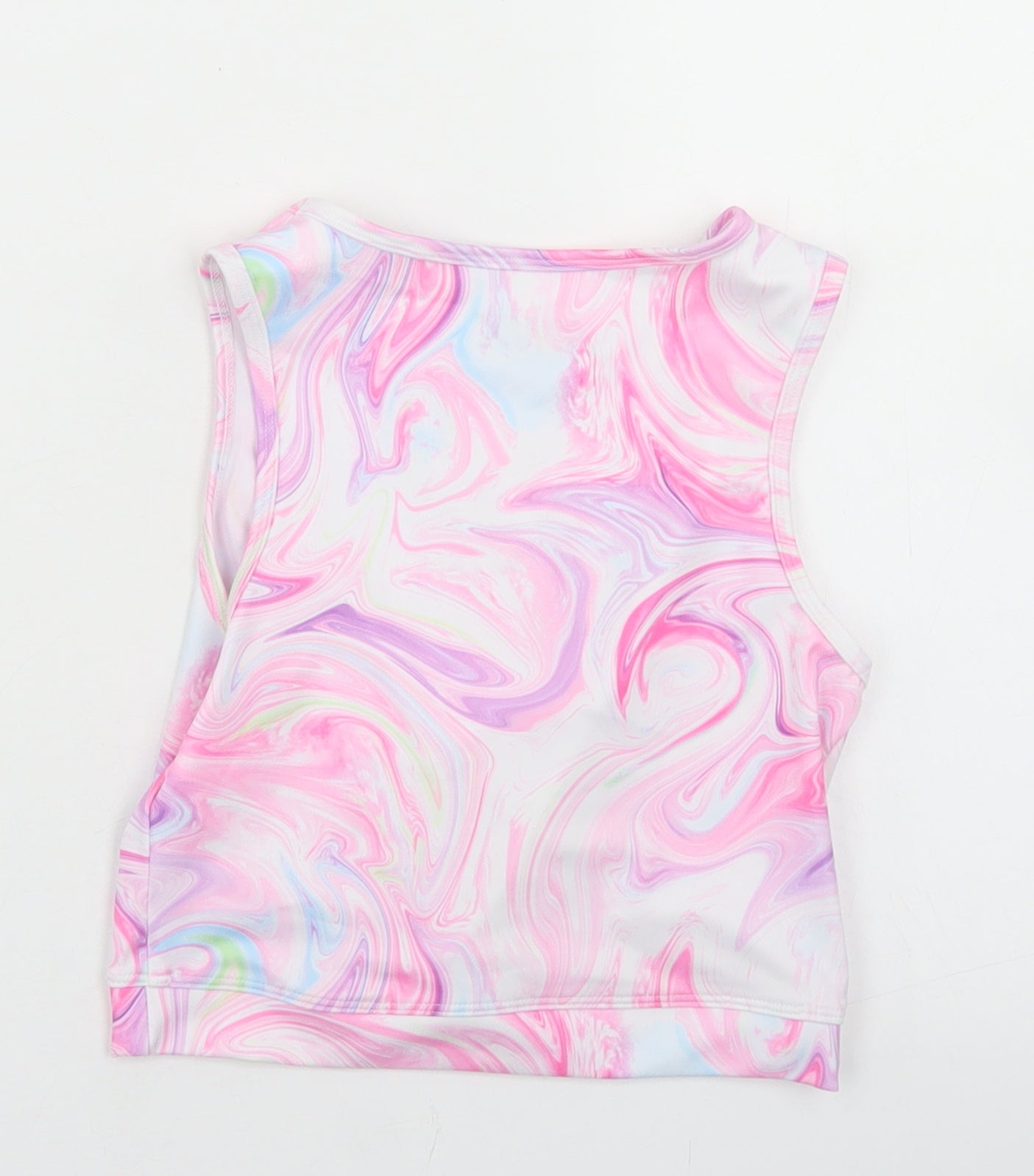 NEXT Girls Pink  Polyester Cropped Tank Size 9-10 Years Round Neck  - Activewear, knot front