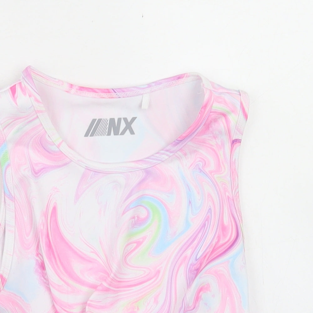 NEXT Girls Pink  Polyester Cropped Tank Size 9-10 Years Round Neck  - Activewear, knot front
