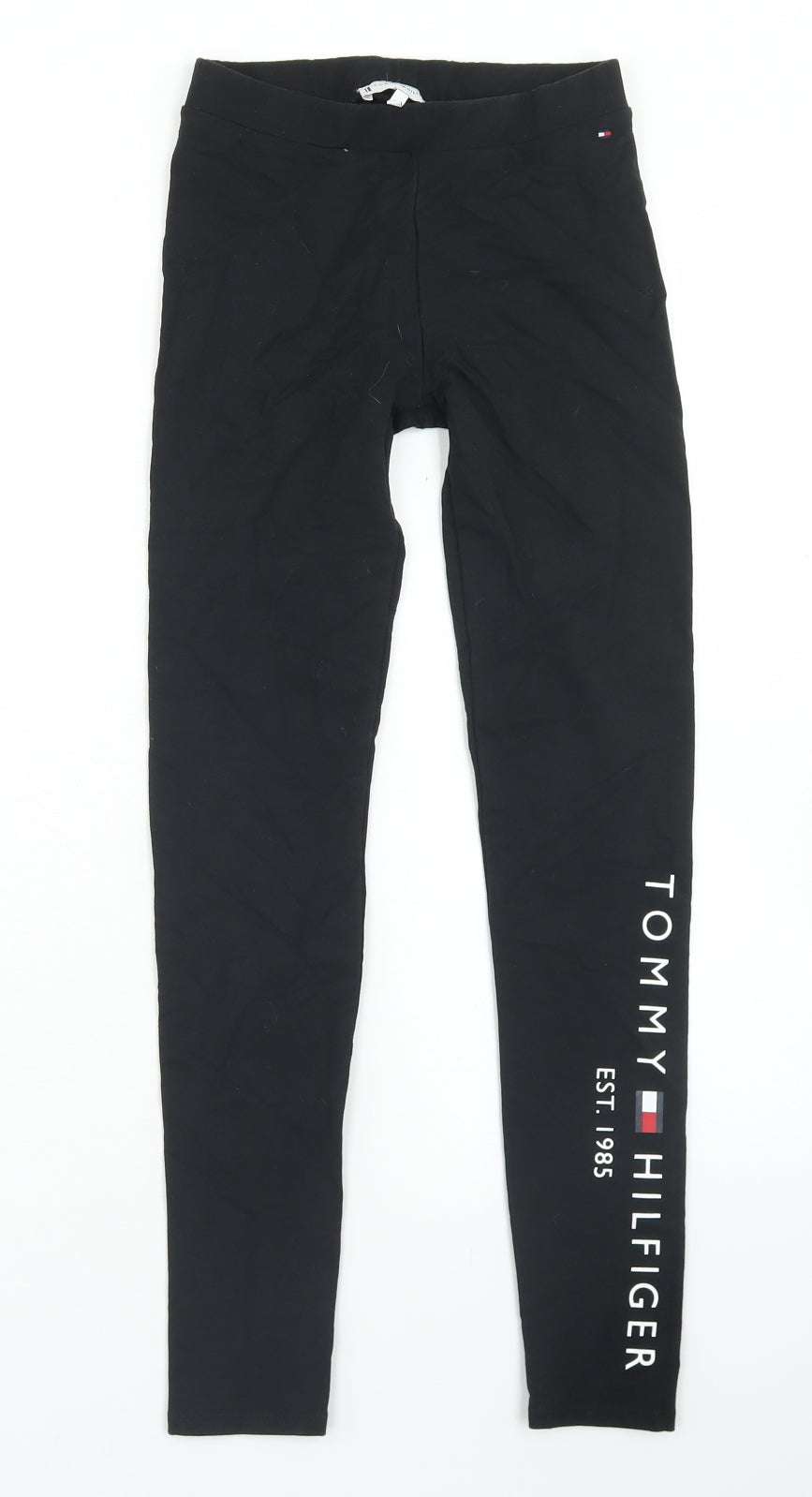 Tommy Hilfiger Girls Black  Cotton Jogger Trousers Size 12 Years  Regular  - Leggings