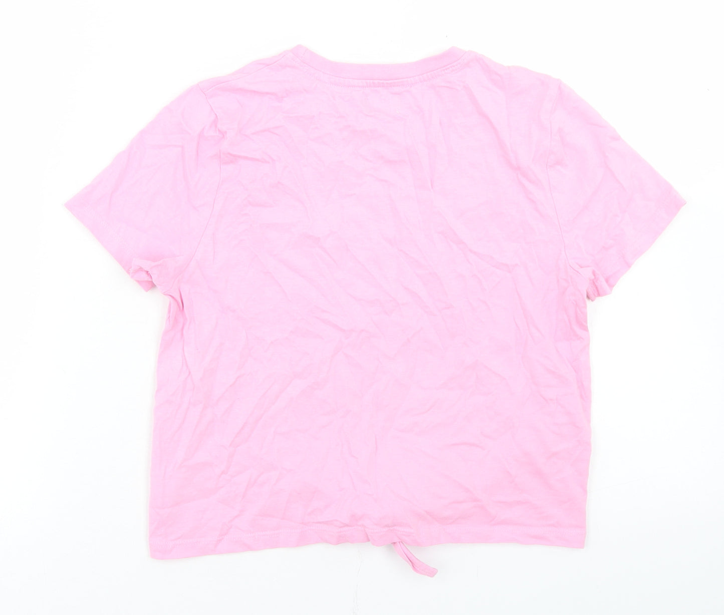 F&F Girls Pink  Cotton Cropped T-Shirt Size 9-10 Years Crew Neck  - Tie front