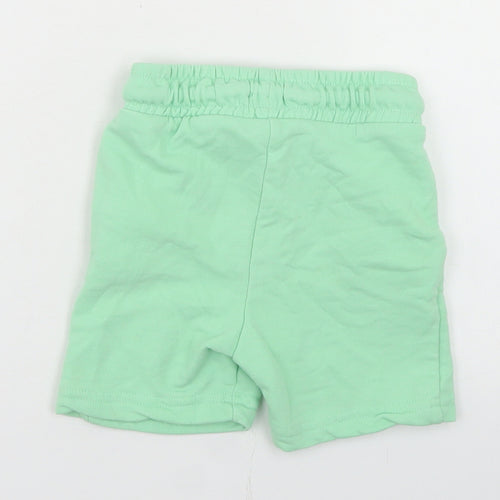 F&F Boys Green  Cotton Cropped Trousers Size 18-24 Months  Drawstring - Surfing Dinosaur