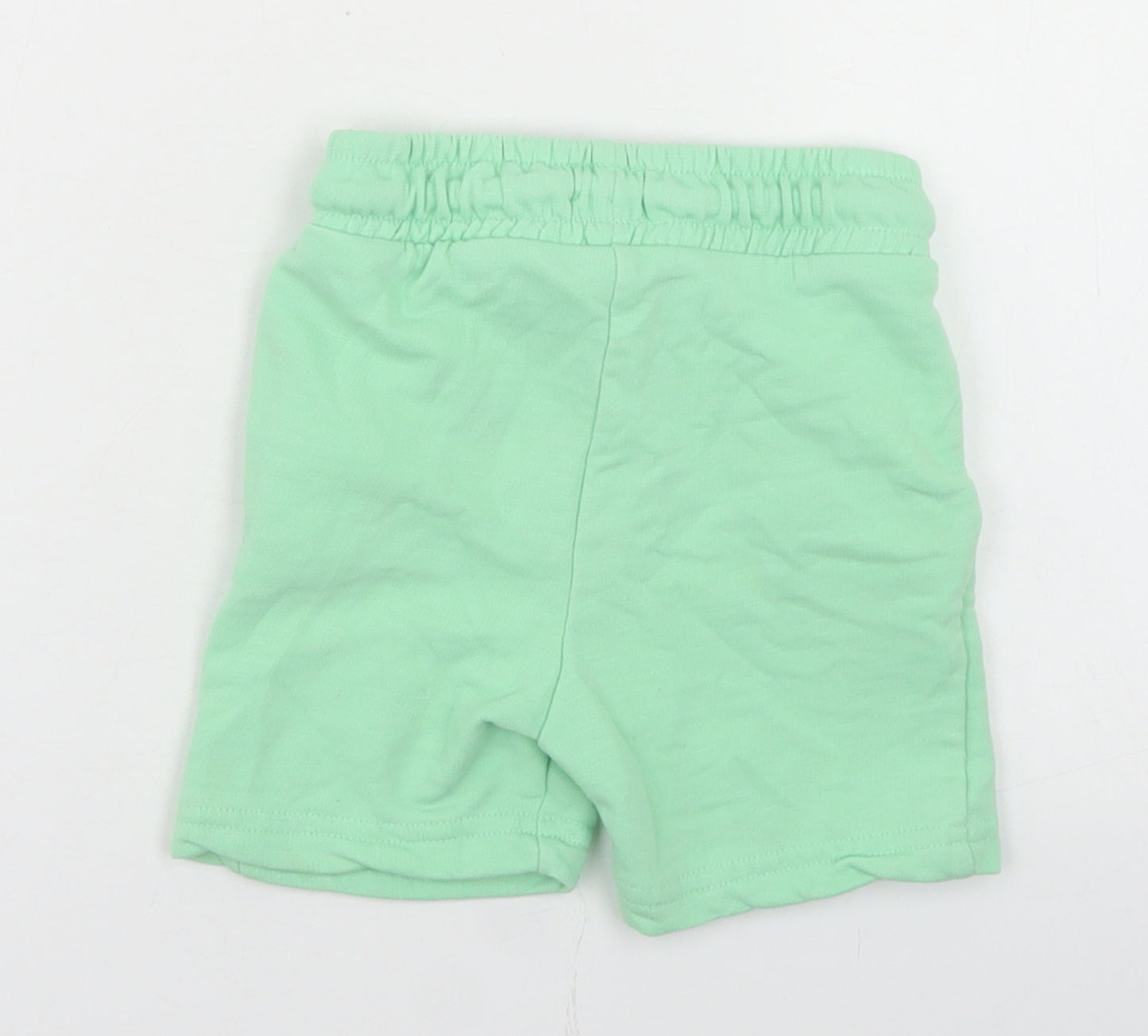 F&F Boys Green  Cotton Cropped Trousers Size 18-24 Months  Drawstring - Surfing Dinosaur