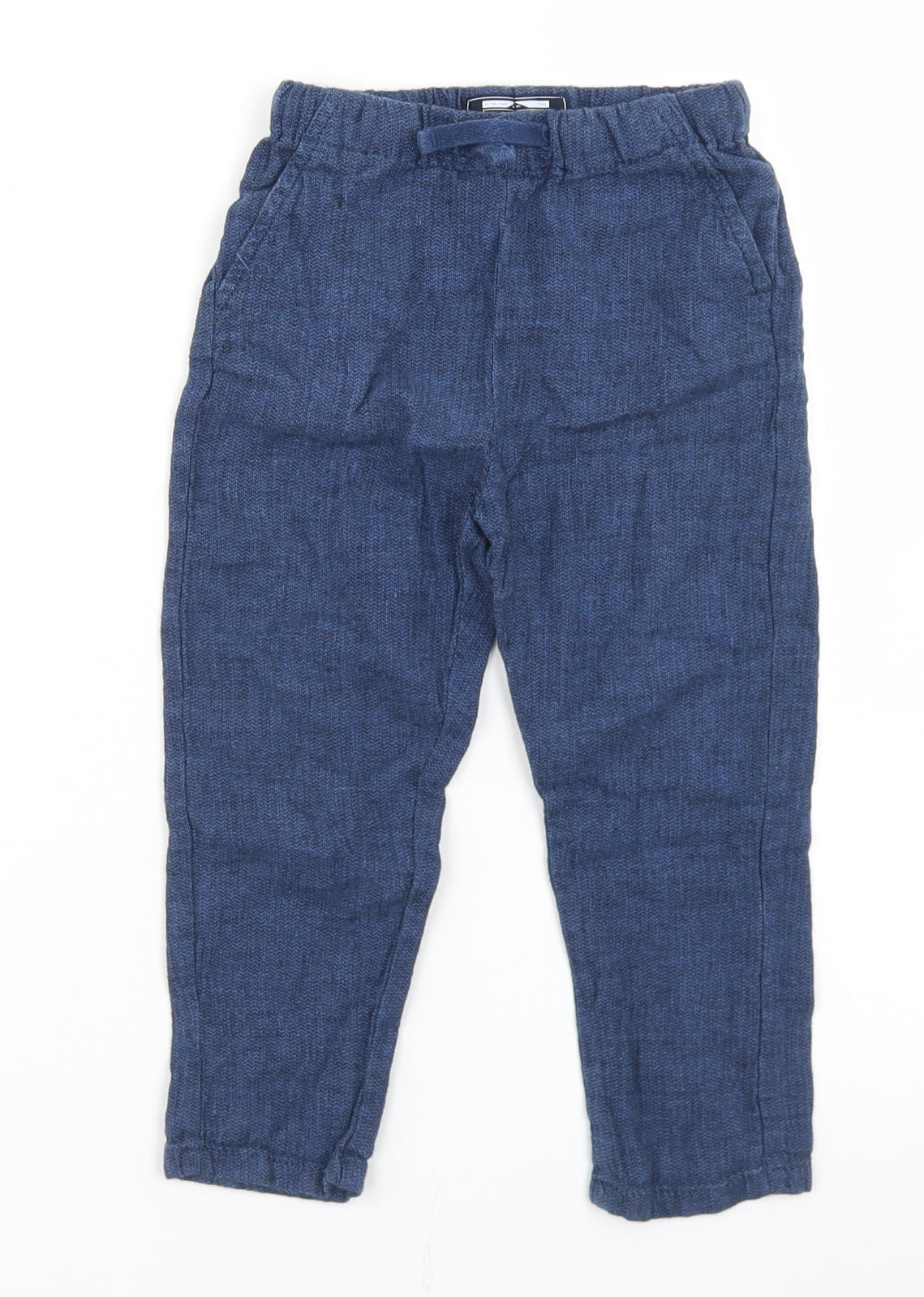 NEXT Boys Blue  Linen Cargo Trousers Size 18-24 Months  Drawstring