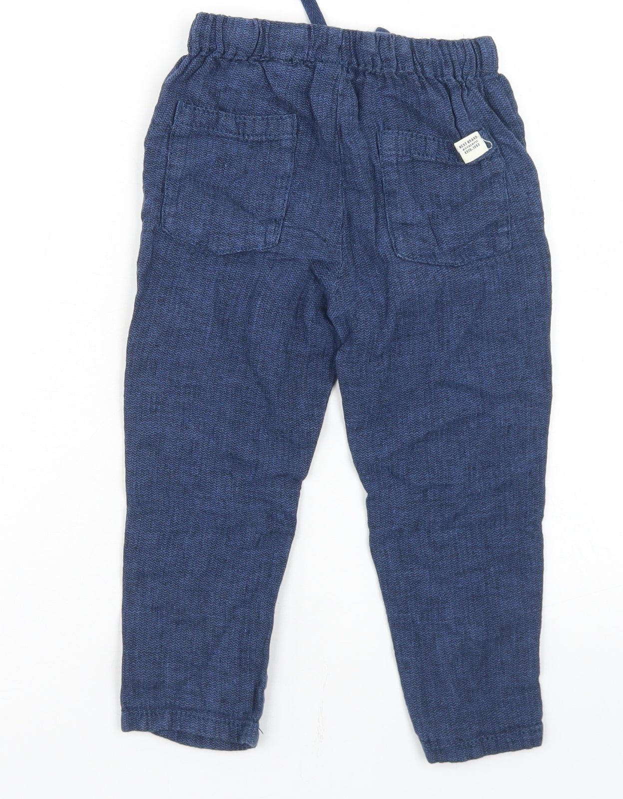 NEXT Boys Blue  Linen Cargo Trousers Size 18-24 Months  Drawstring