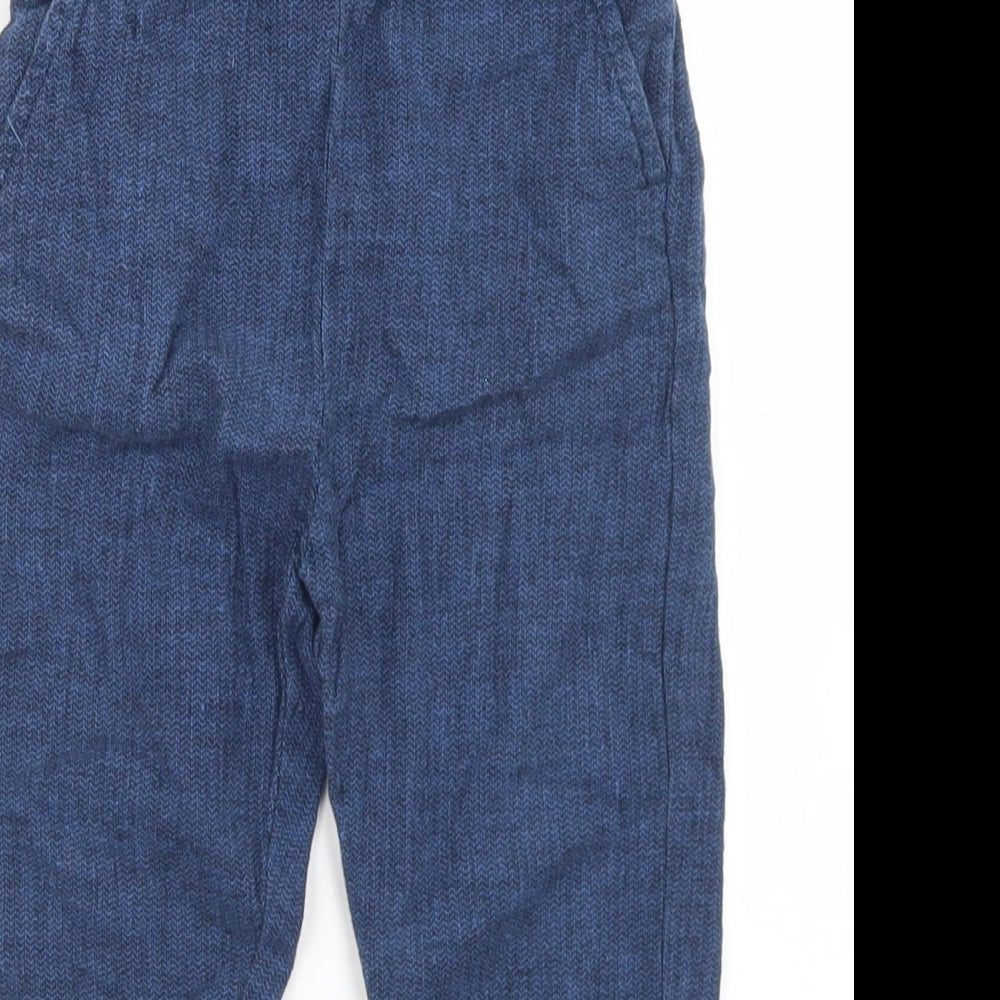 NEXT Boys Blue  Linen Cargo Trousers Size 18-24 Months  Drawstring
