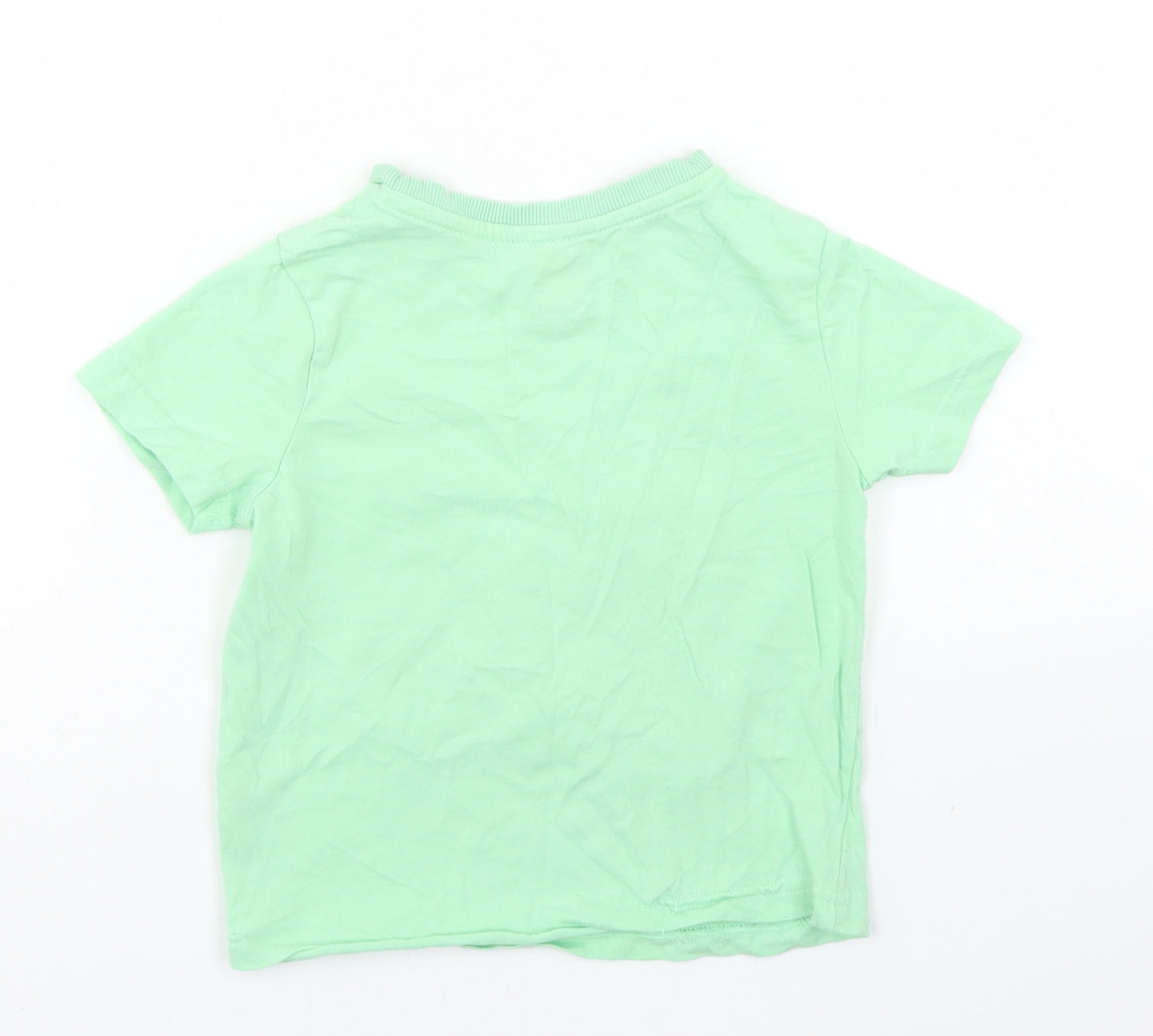 F&F Boys Green  Cotton Basic T-Shirt Size 18-24 Months Crew Neck  - Dinosaurs