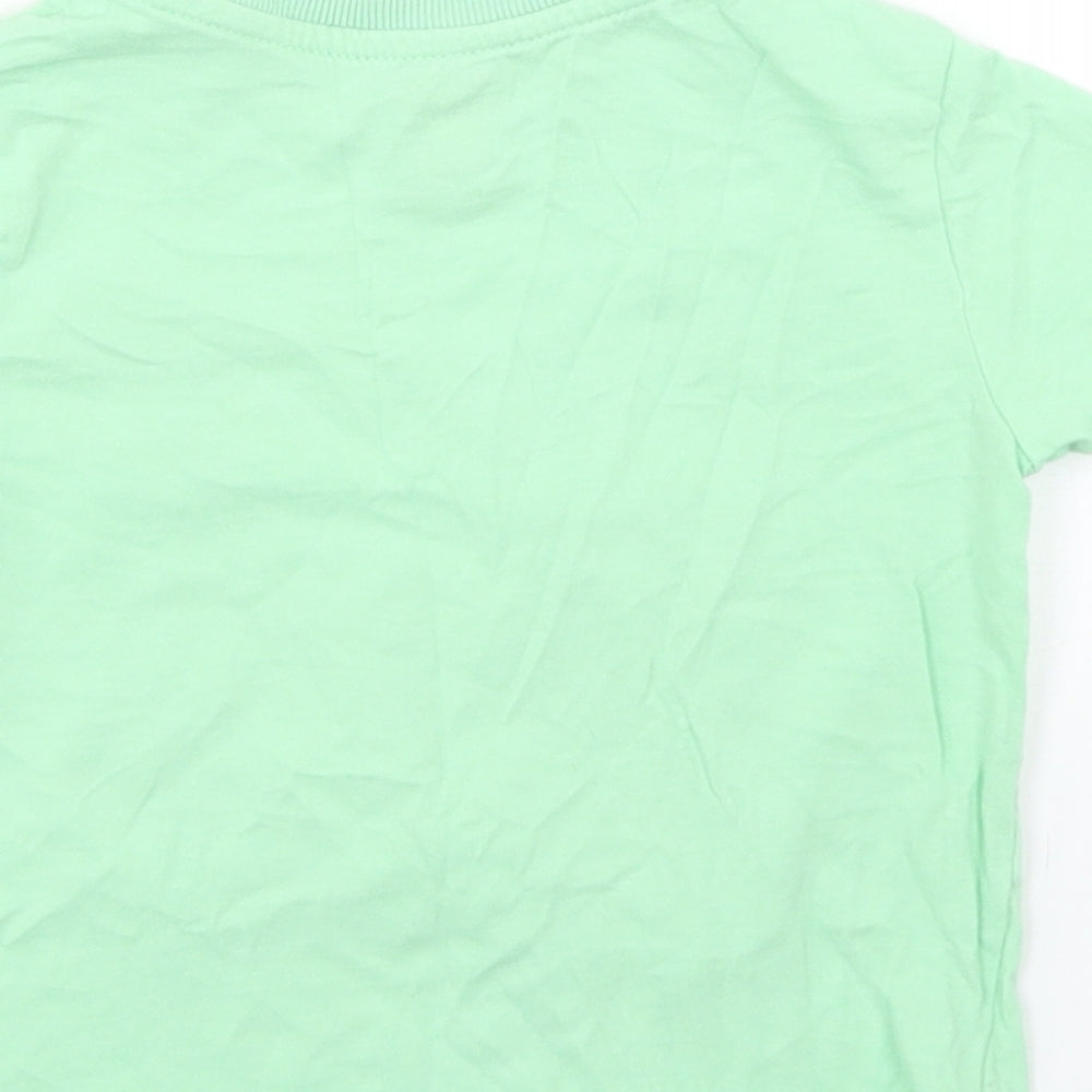 F&F Boys Green  Cotton Basic T-Shirt Size 18-24 Months Crew Neck  - Dinosaurs