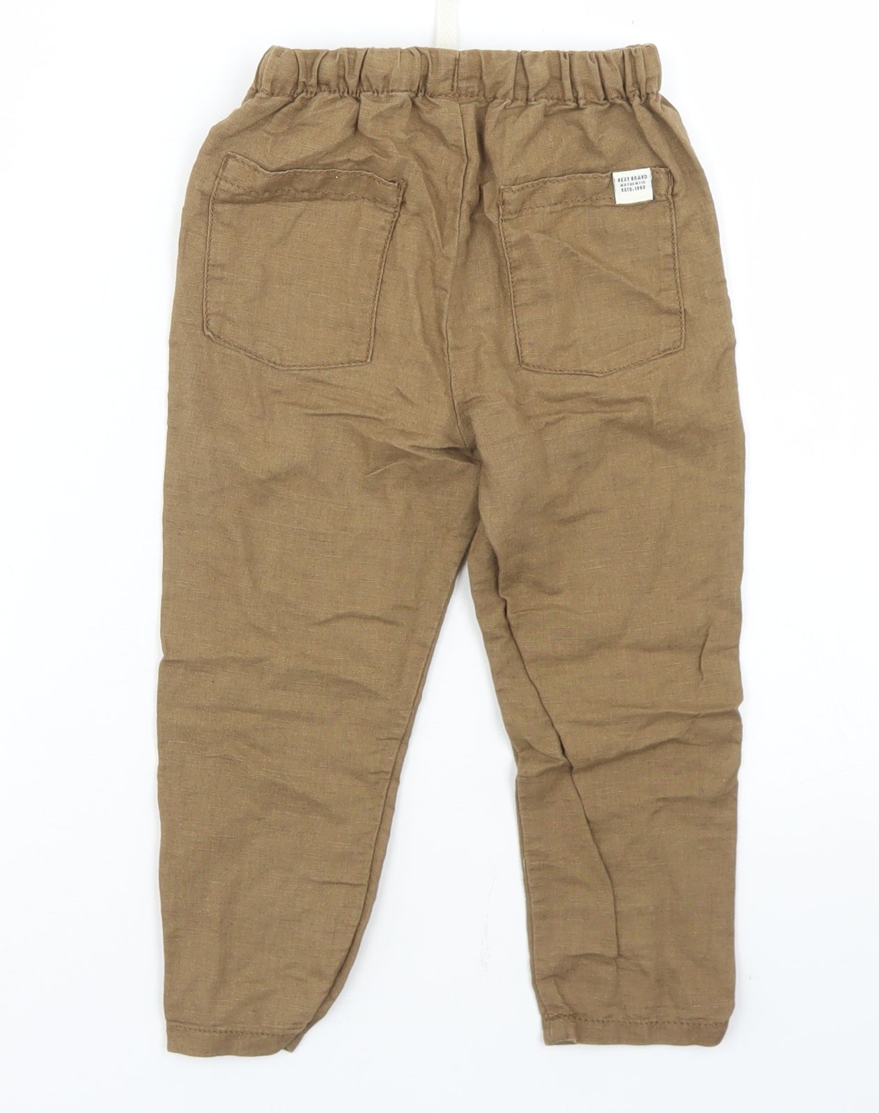 NEXT Boys Brown  Linen Cargo Trousers Size 18-24 Months  Drawstring