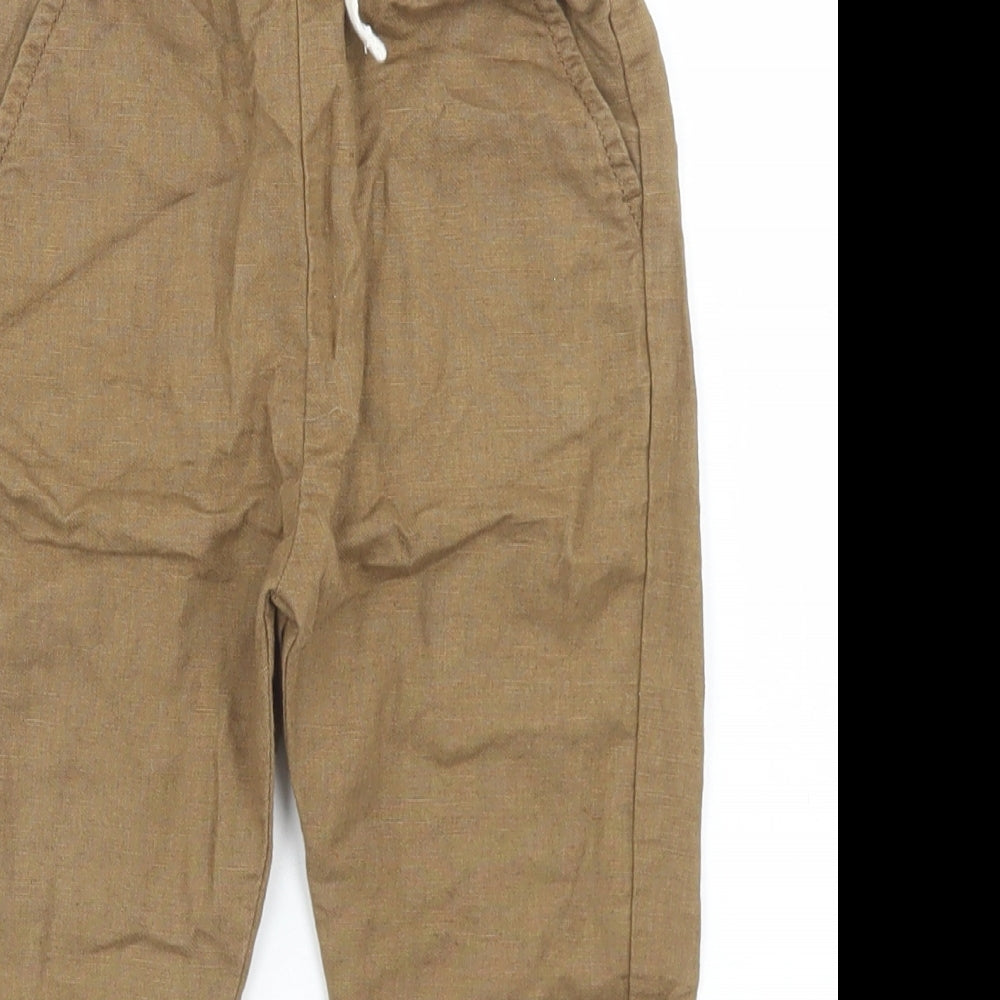 NEXT Boys Brown  Linen Cargo Trousers Size 18-24 Months  Drawstring