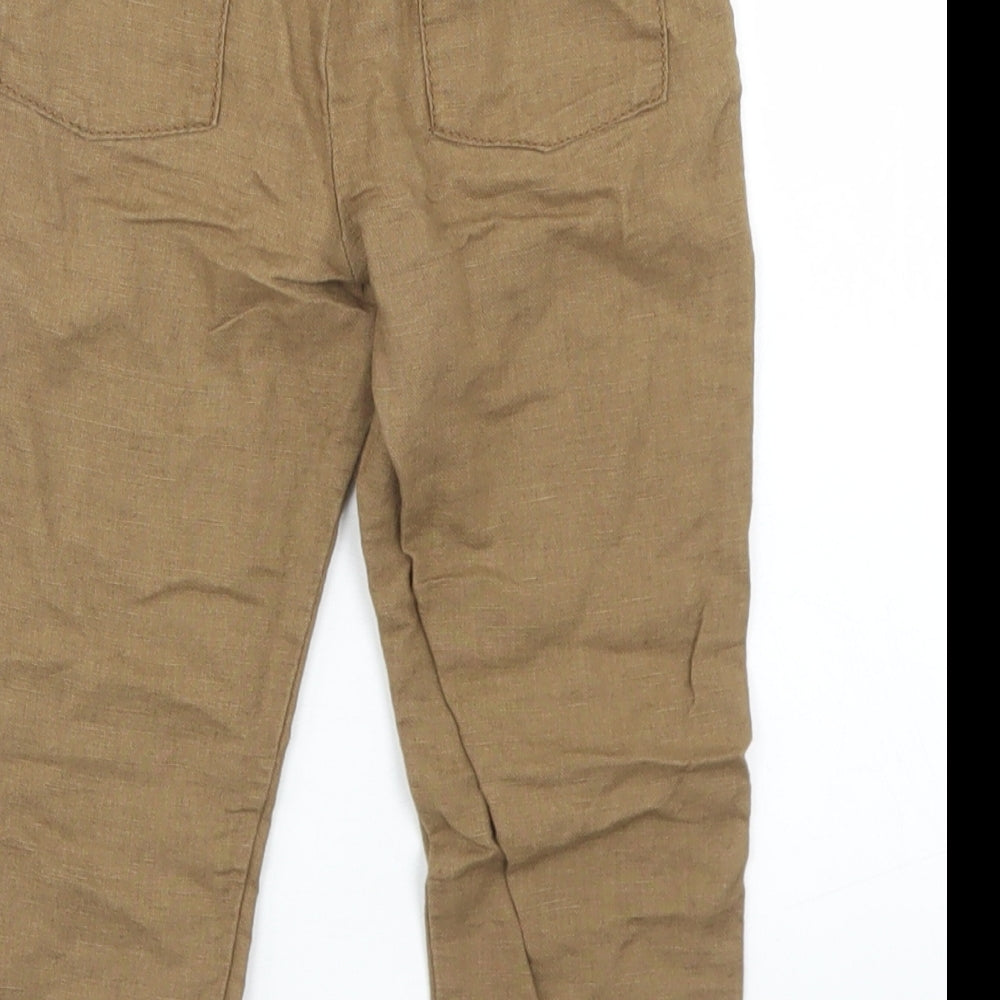 NEXT Boys Brown  Linen Cargo Trousers Size 18-24 Months  Drawstring