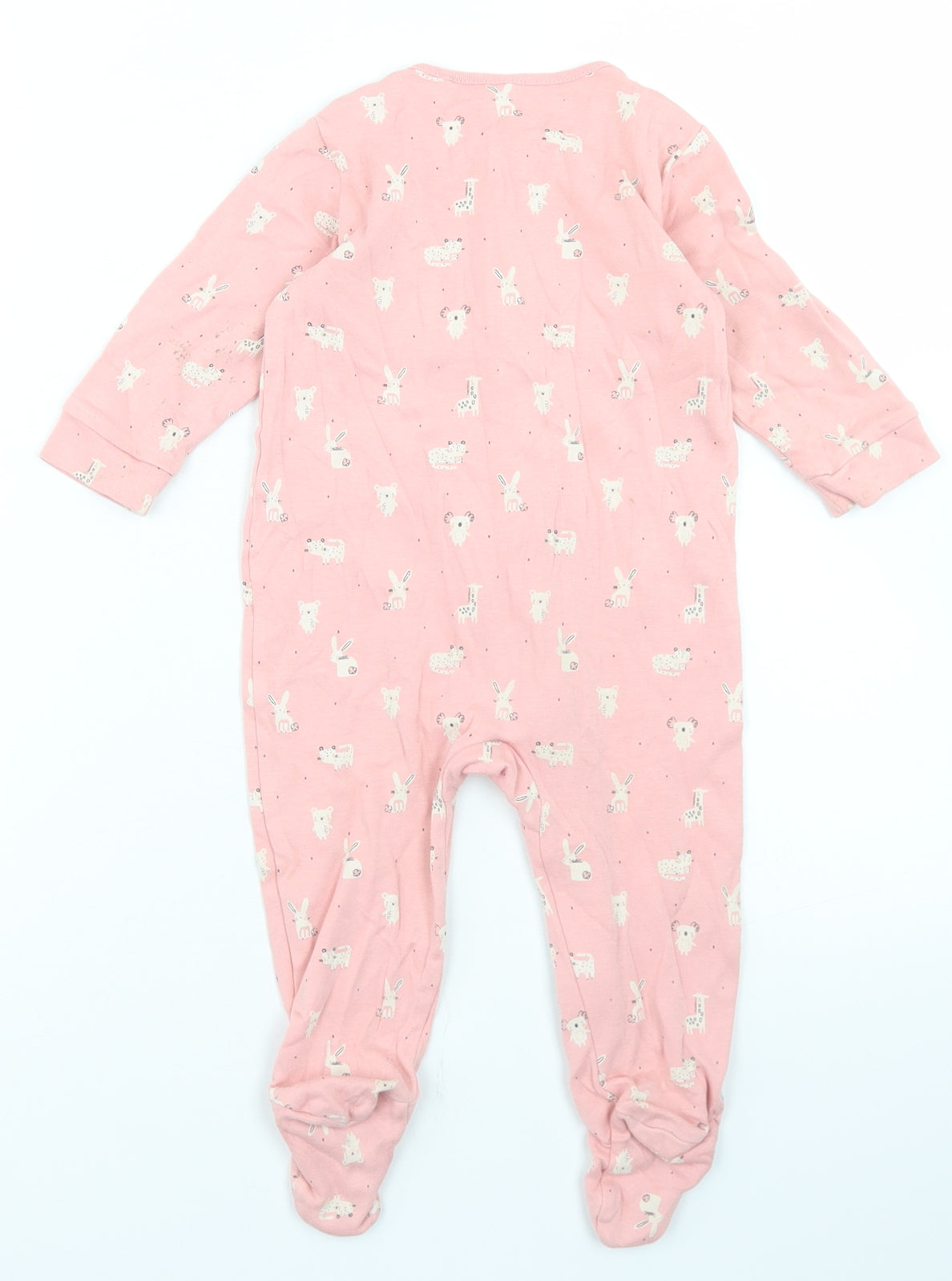 NEXT Girls Pink Polka Dot Cotton Babygrow One-Piece Size 9-12 Months  Zip - Jungle Animals