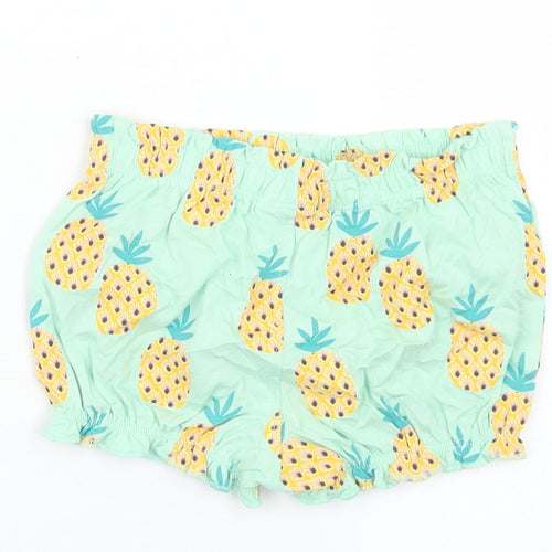Fred & Flo Girls Blue Geometric Cotton Cropped Trousers Size 12-18 Months   - Pineapple