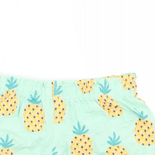 Fred & Flo Girls Blue Geometric Cotton Cropped Trousers Size 12-18 Months   - Pineapple