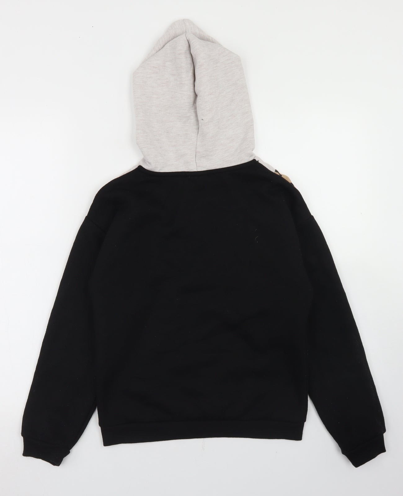 Matalan Girls Black Colourblock Polyester Pullover Hoodie Size 11 Years